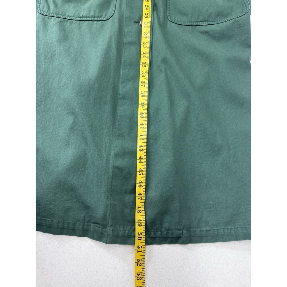 Eddie Bauer Canvas Utility Trench Coat Duster Corduroy Trim Green Womens Large - Picture 10 of 10